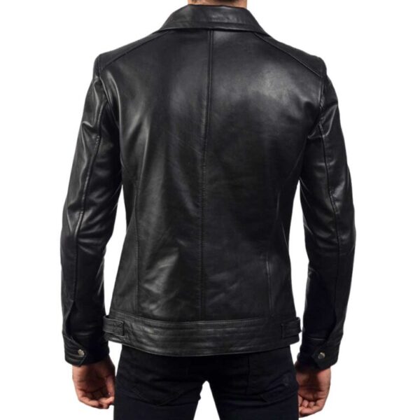 Black Leather Biker Jacket - Image 3