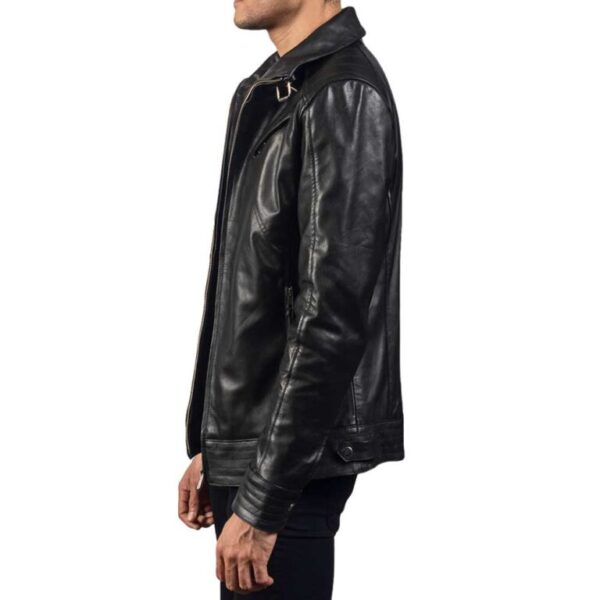 Black Leather Biker Jacket - Image 5